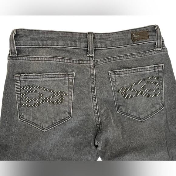 Paige Blue Heights Low Rise Skinny Leg Gray Denim Jeans Womens Size 27 Studded - Picture 8 of 10